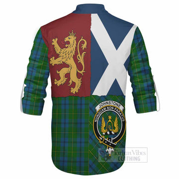 Johnstone (Johnston) Crest Tartan Ghillie Shirt with Lion Rampant Saltire Style