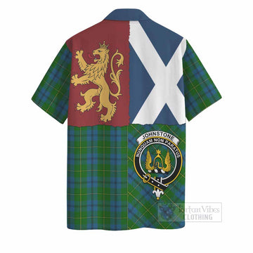 Johnstone (Johnston) Crest Tartan Hawaiian Shirt with Lion Rampant Saltire Style