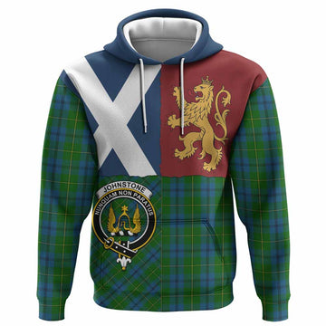 Johnstone (Johnston) Crest Tartan Hoodie with Lion Rampant Saltire Style
