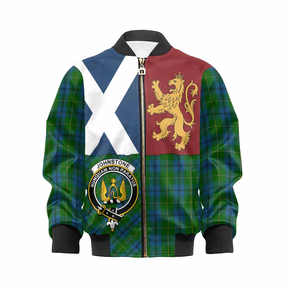 Johnstone (Johnston) Crest Tartan Kid Bomber Jacket with Lion Rampant Saltire Style - Tartan Vibes Clothing