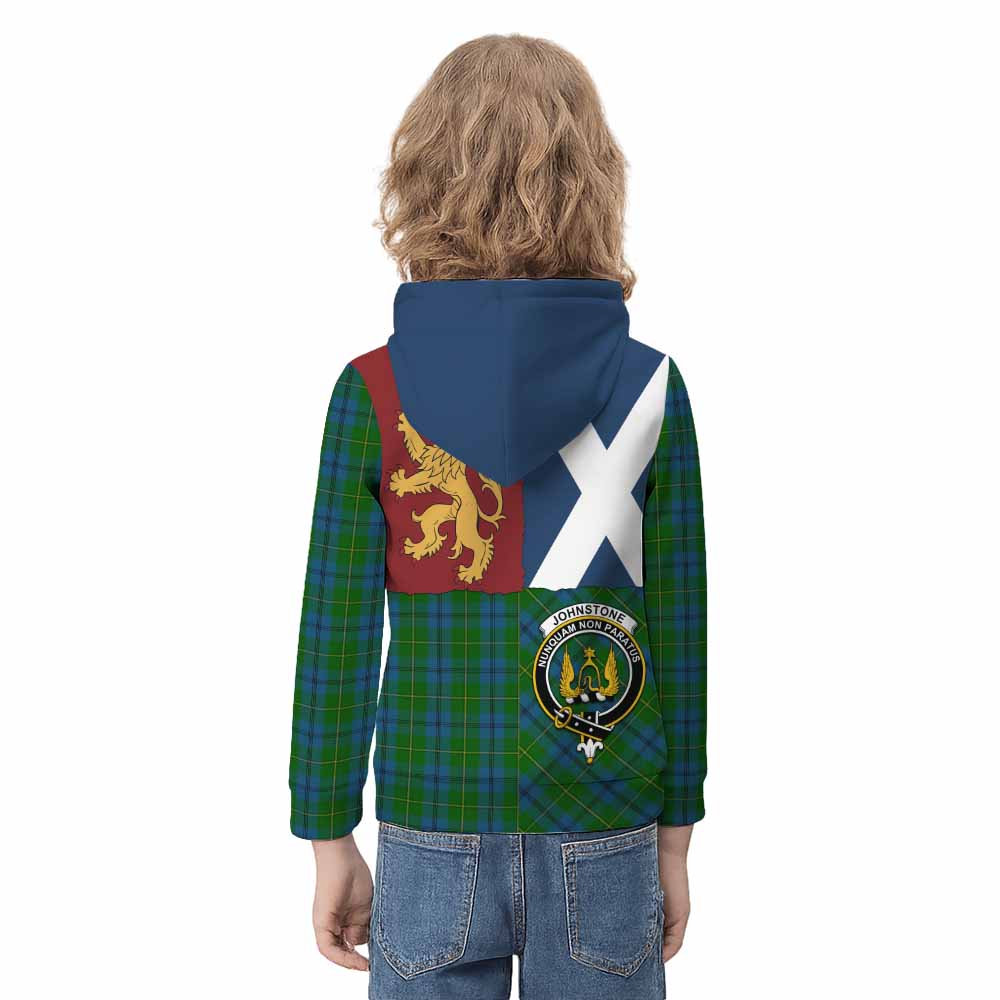 Johnstone (Johnston) Crest Tartan Kid Hoodie with Lion Rampant Saltire Style - Tartan Vibes Clothing