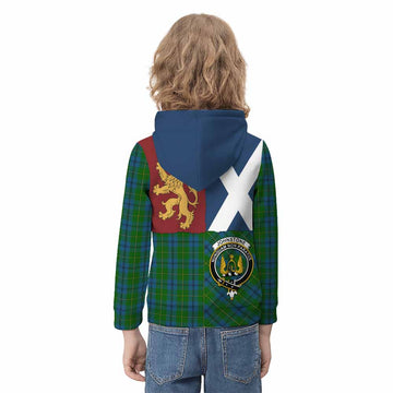 Johnstone (Johnston) Crest Tartan Kid Hoodie with Lion Rampant Saltire Style