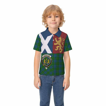 Johnstone (Johnston) Crest Tartan Kid Polo Shirt with Lion Rampant Saltire Style