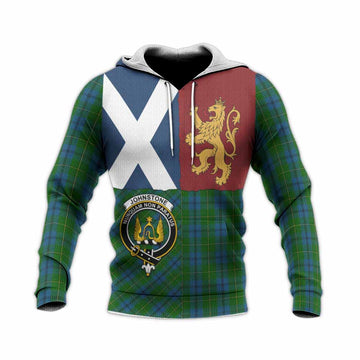 Johnstone (Johnston) Crest Tartan Knitted Hoodie with Lion Rampant Saltire Style