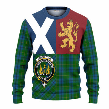 Johnstone (Johnston) Crest Tartan Knitted Sweater with Lion Rampant Saltire Style