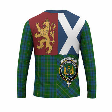 Johnstone (Johnston) Crest Tartan Long Sleeve T-Shirt with Lion Rampant Saltire Style