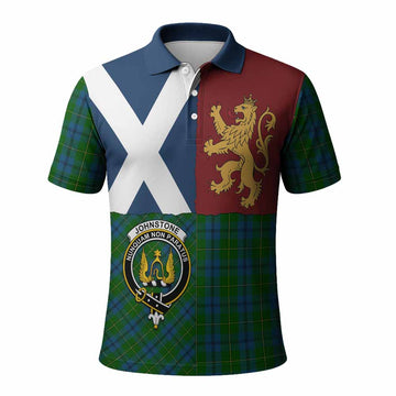 Johnstone (Johnston) Crest Tartan Polo Shirt with Lion Rampant Saltire Style