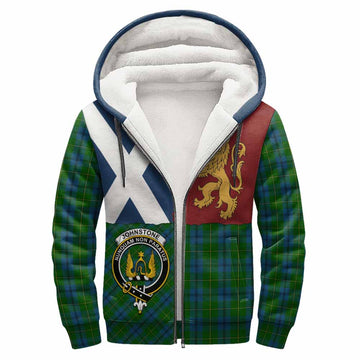 Johnstone (Johnston) Crest Tartan Sherpa Hoodie with Lion Rampant Saltire Style