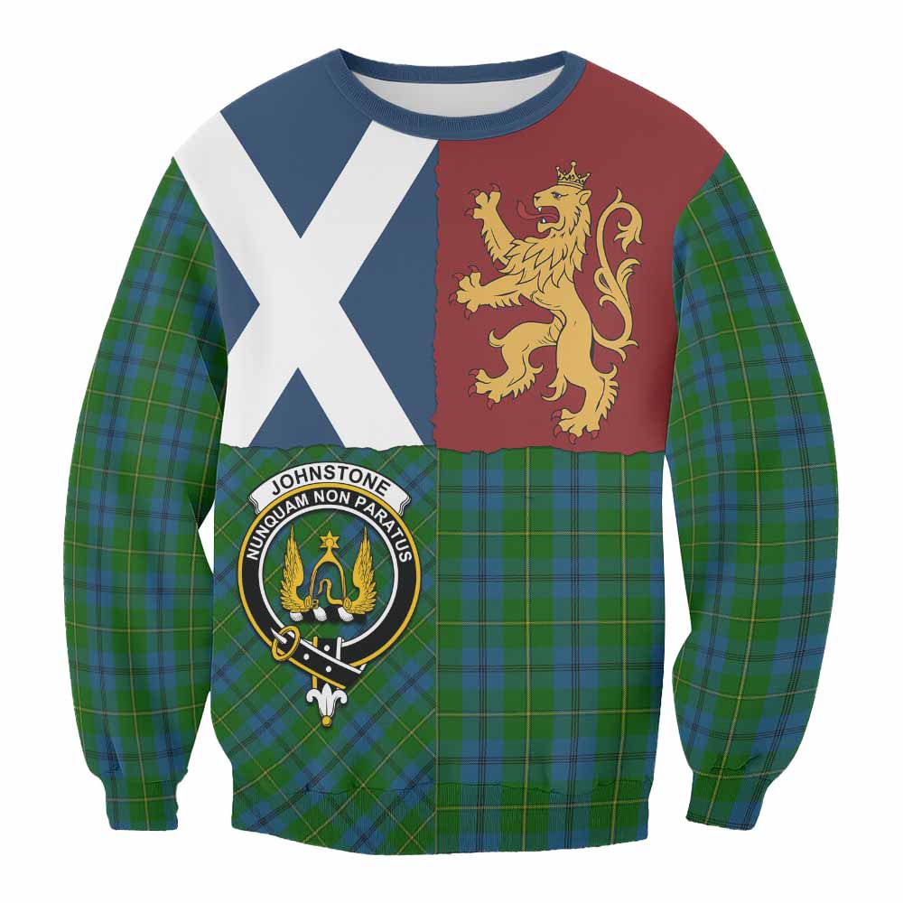 Johnstone (Johnston) Crest Tartan Sweatshirt with Lion Rampant Saltire Style