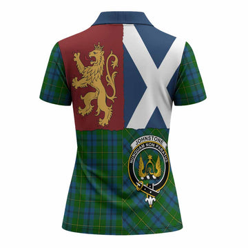 Johnstone (Johnston) Crest Tartan Women Polo Shirt with Lion Rampant Saltire Style