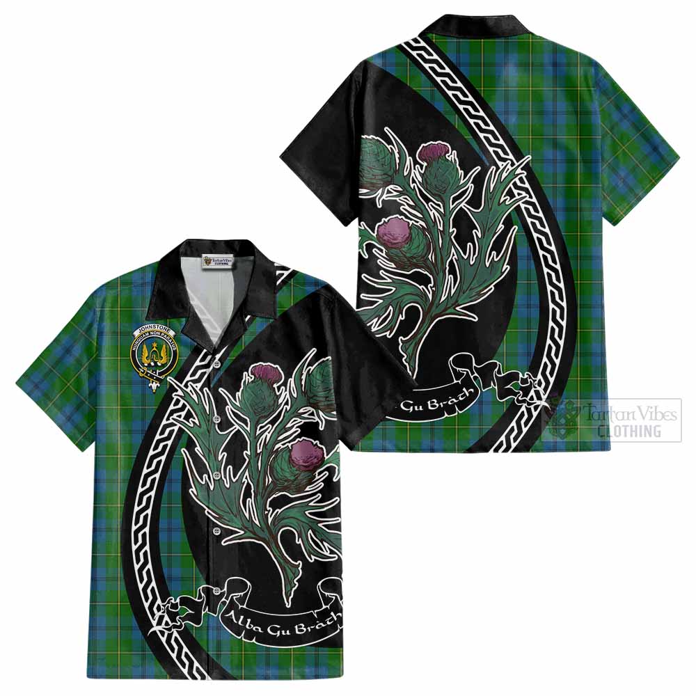 Johnstone (Johnston) Family Crest Tartan Cotton Hawaiian Shirt Alba Thistle Inspired - Tartan Vibes Clothing