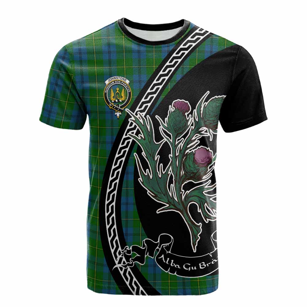Johnstone (Johnston) Family Crest Tartan Cotton T-shirt Alba Thistle Inspired - Tartan Vibes Clothing