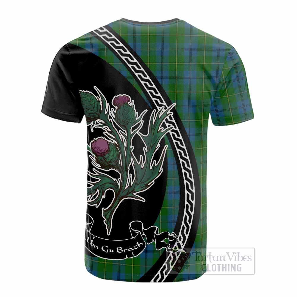 Johnstone (Johnston) Family Crest Tartan Cotton T-shirt Alba Thistle Inspired - Tartan Vibes Clothing