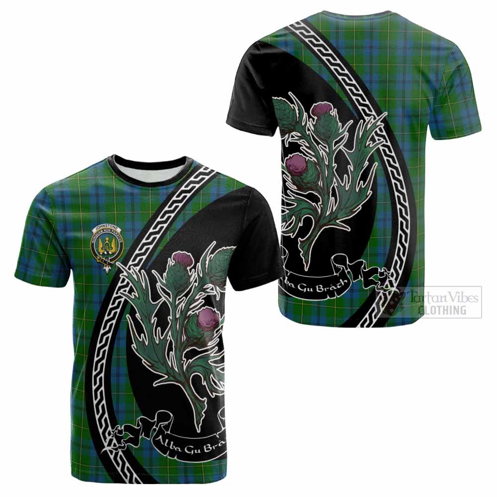 Johnstone (Johnston) Family Crest Tartan Cotton T-shirt Alba Thistle Inspired - Tartan Vibes Clothing