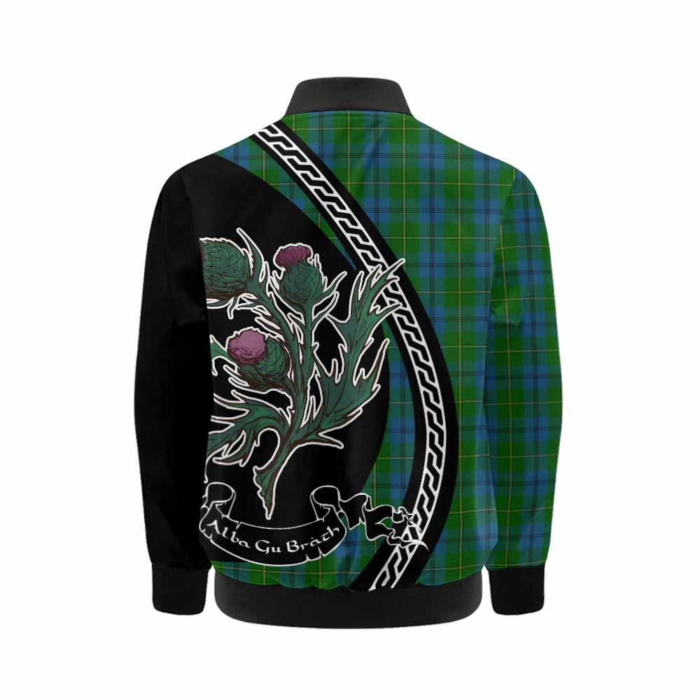 Johnstone (Johnston) Family Crest Tartan Kid Bomber Jacket Alba Thistle Inspired - Tartan Vibes Clothing