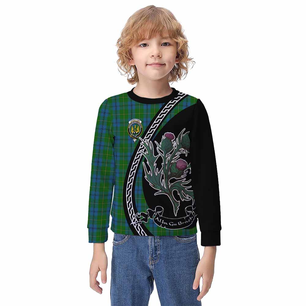 Johnstone (Johnston) Family Crest Tartan Kid Knitted Sweatshirt Alba Thistle Inspired - Tartan Vibes Clothing