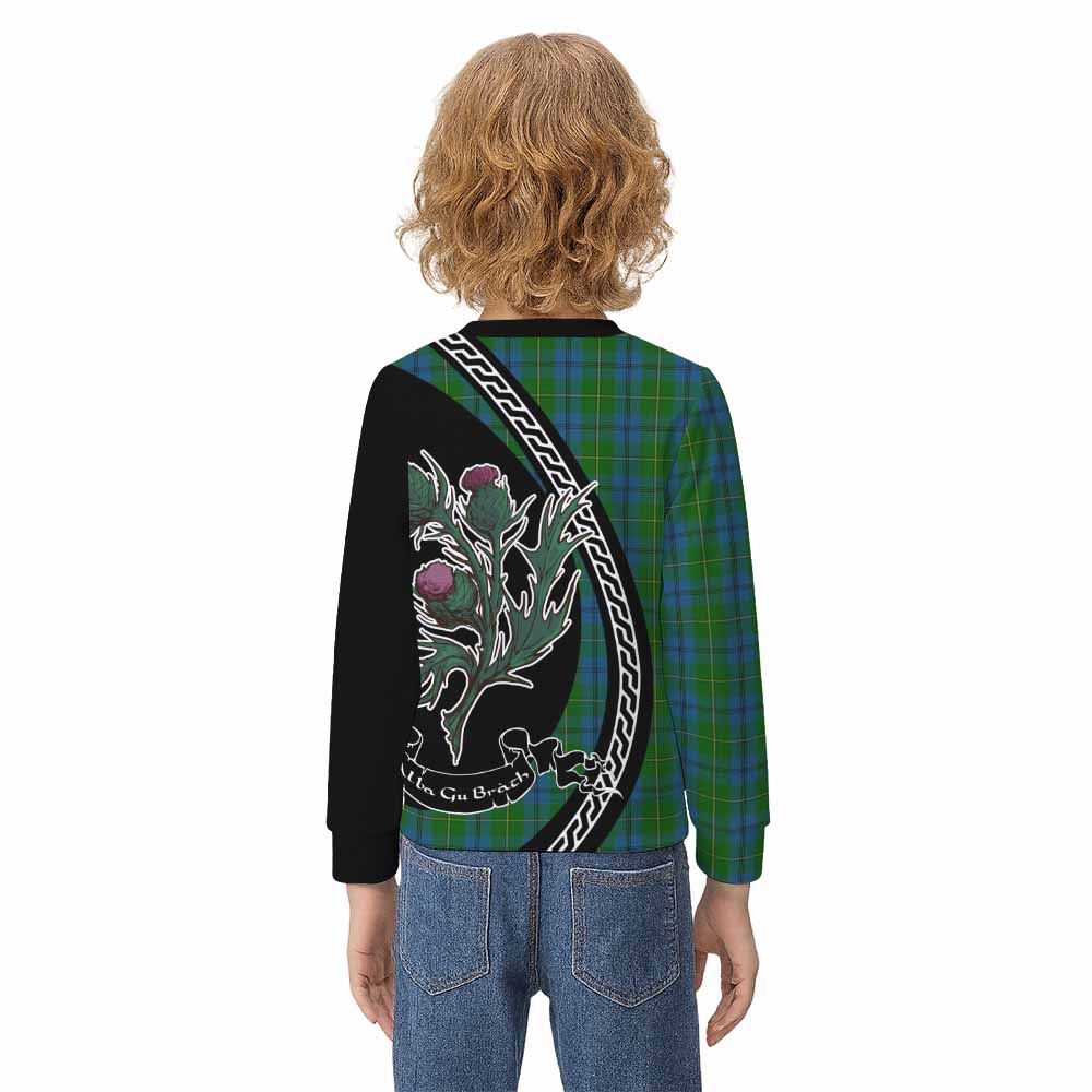 Johnstone (Johnston) Family Crest Tartan Kid Knitted Sweatshirt Alba Thistle Inspired - Tartan Vibes Clothing