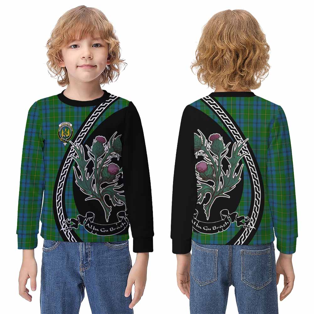Johnstone (Johnston) Family Crest Tartan Kid Knitted Sweatshirt Alba Thistle Inspired - Tartan Vibes Clothing