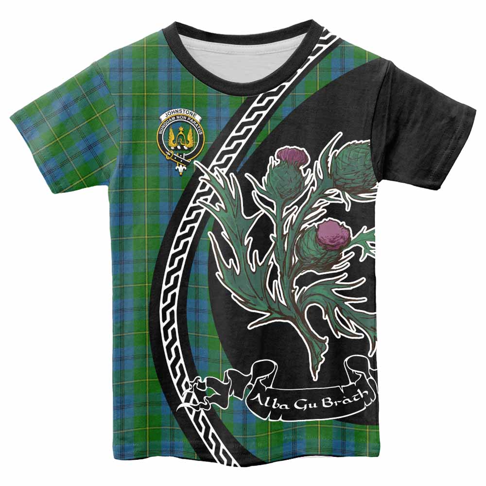Johnstone (Johnston) Family Crest Tartan Kid T-shirt Alba Thistle Inspired - Tartan Vibes Clothing