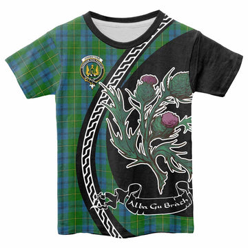 Johnstone (Johnston) Family Crest Tartan Kid T-shirt Alba Thistle Inspired