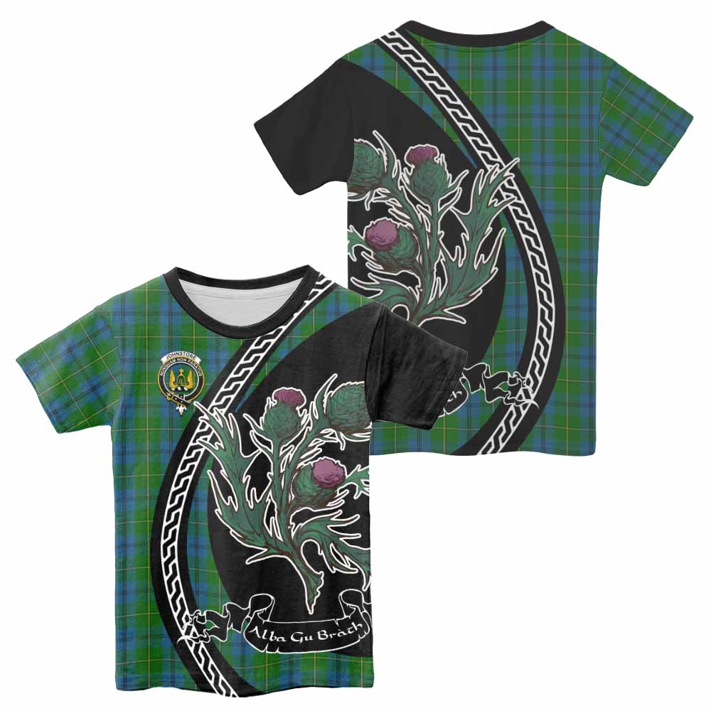 Johnstone (Johnston) Family Crest Tartan Kid T-shirt Alba Thistle Inspired - Tartan Vibes Clothing