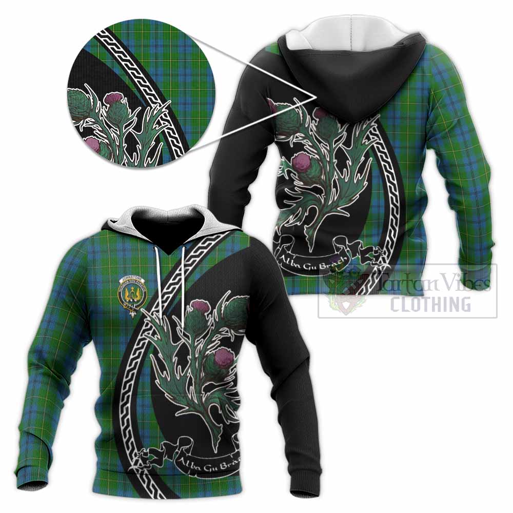 Johnstone (Johnston) Family Crest Tartan Knitted Hoodie Alba Thistle Inspired - Tartan Vibes Clothing