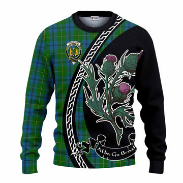 Johnstone (Johnston) Family Crest Tartan Knitted Sweater Alba Thistle Inspired