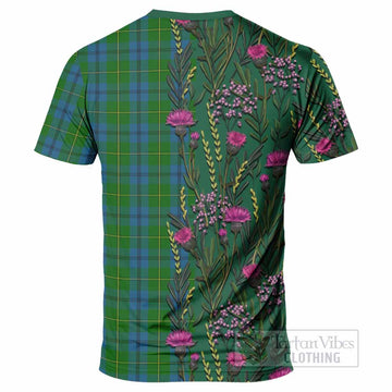 Johnstone (Johnston) Family Crest Tartan T-Shirt Scottish Thistle Flower Pattern Half Style - Tartan Vibes Clothing
