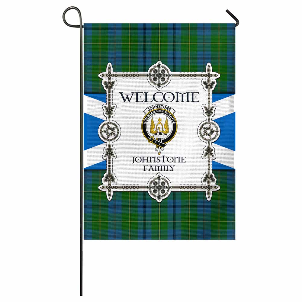 Johnstone (Johnston) Family Crest Tartan Welcome Garden Flag Saltire Harmony Style - Tartan Vibes Clothing