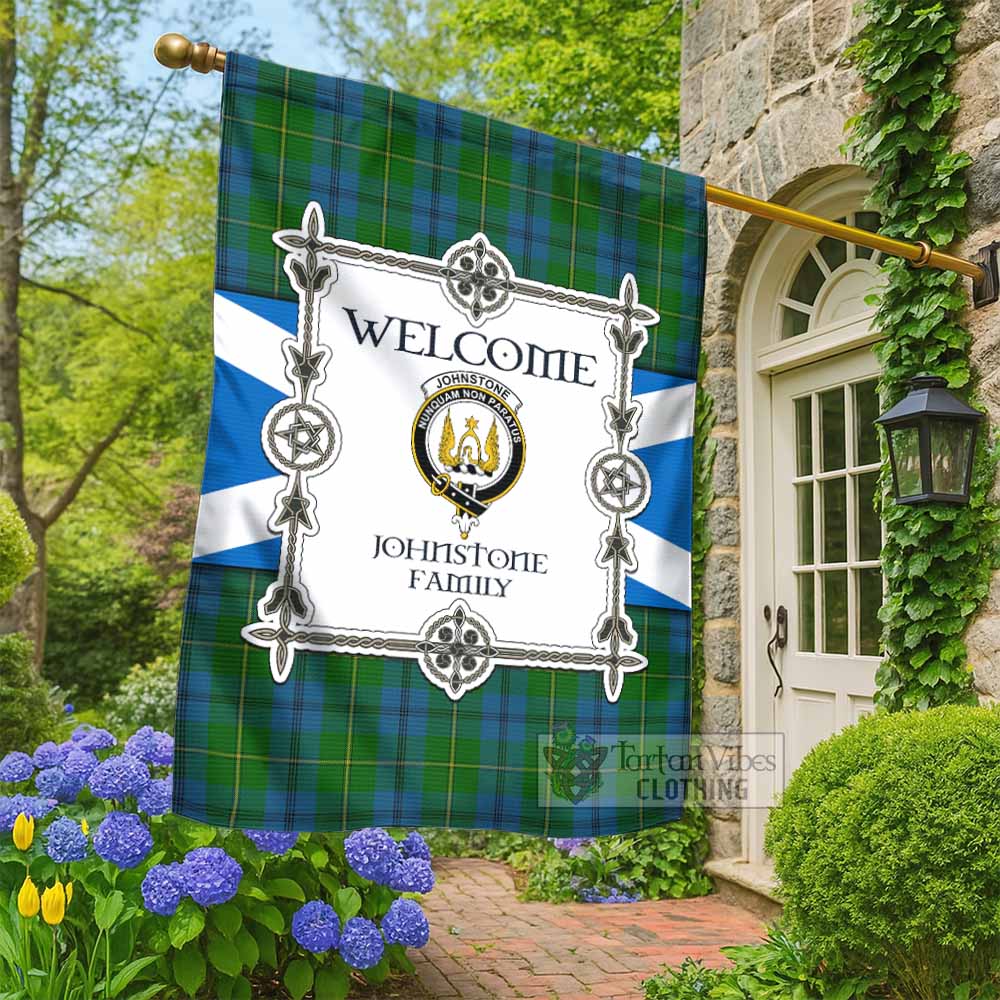 Johnstone (Johnston) Family Crest Tartan Welcome Garden Flag Saltire Harmony Style - Tartan Vibes Clothing