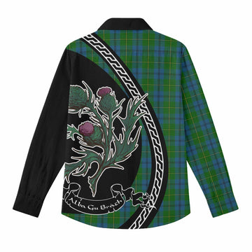 Johnstone (Johnston) Family Crest Tartan Women Casual Shirt Alba Thistle Inspired - Tartan Vibes Clothing