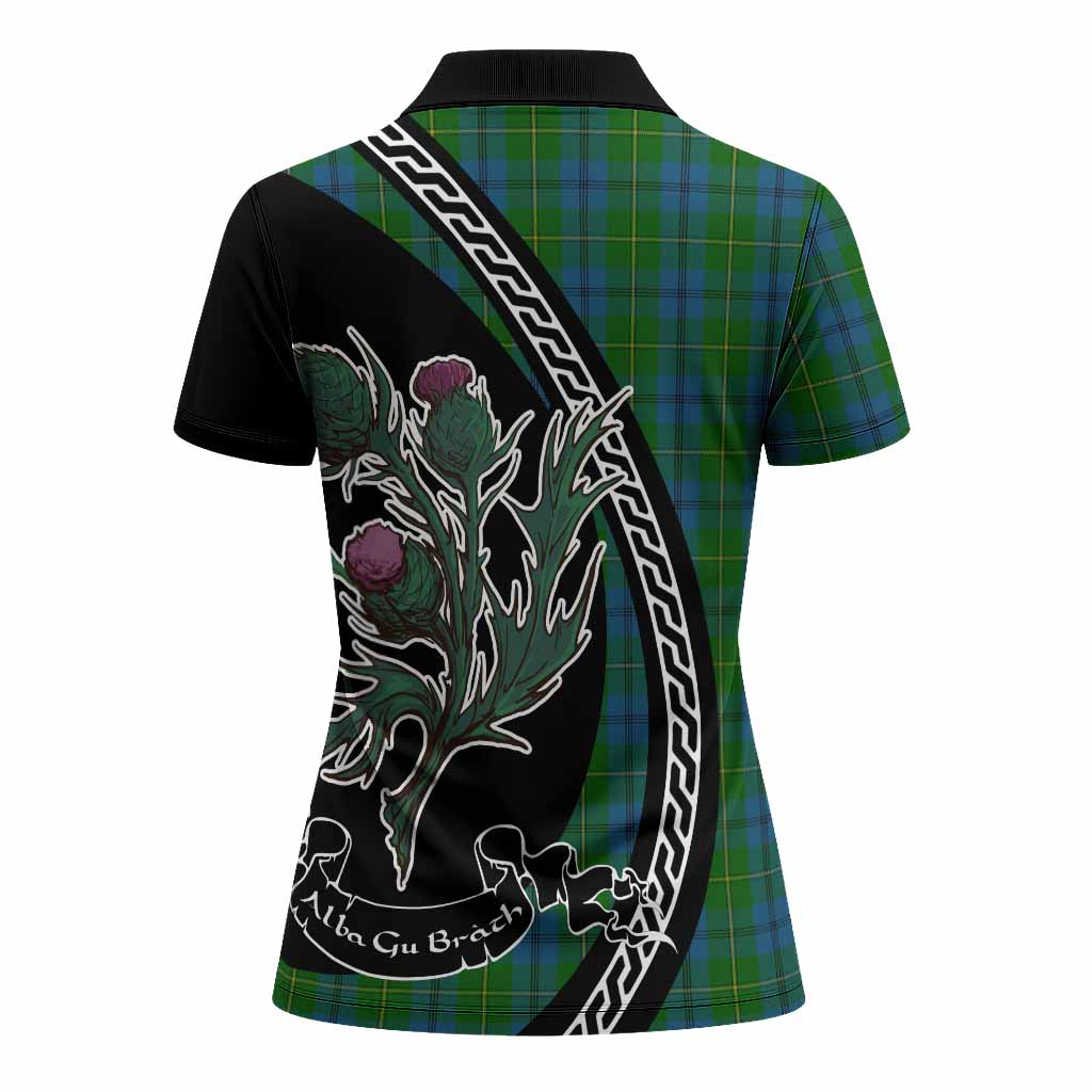 Johnstone (Johnston) Family Crest Tartan Women Polo Shirt Alba Thistle Inspired - Tartan Vibes Clothing