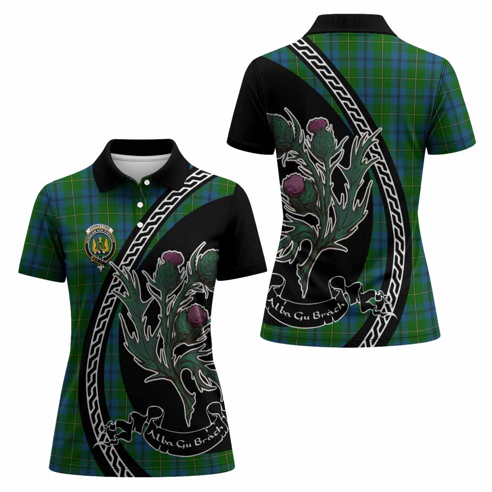 Johnstone (Johnston) Family Crest Tartan Women Polo Shirt Alba Thistle Inspired - Tartan Vibes Clothing