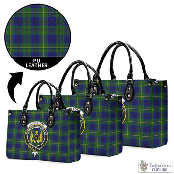 Johnstone Modern Tartan Luxury Leather Handbags with Family Crest