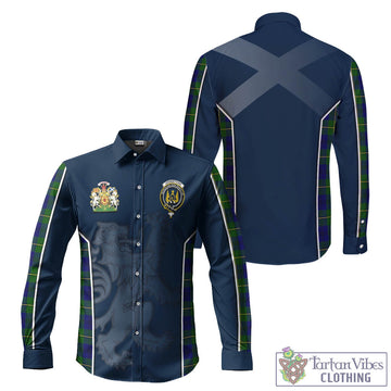 Johnstone-Johnston Modern Tartan Long Sleeve Button Up Shirt with Family Crest and Lion Rampant Vibes Sport Style