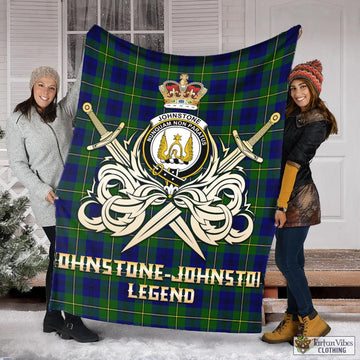 Johnstone Modern Tartan Blanket with Clan Crest and the Golden Sword of Courageous Legacy