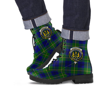 Johnstone-Johnston Modern Tartan Leather Boots with Family Crest