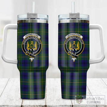 Johnstone Modern Tartan and Family Crest Tumbler with Handle