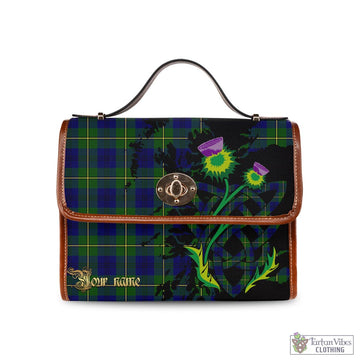 Johnstone-Johnston Modern Tartan Waterproof Canvas Bag with Scotland Map and Thistle Celtic Accents