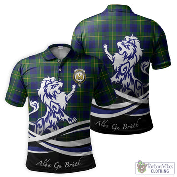 Johnstone Modern Tartan Polo Shirt with Alba Gu Brath Regal Lion Emblem