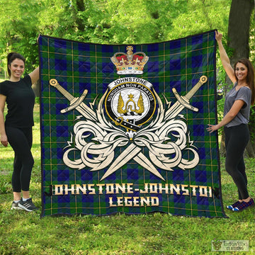 Johnstone-Johnston Modern Tartan Quilt with Clan Crest and the Golden Sword of Courageous Legacy