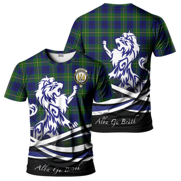 Johnstone Modern Tartan T-Shirt with Alba Gu Brath Regal Lion Emblem