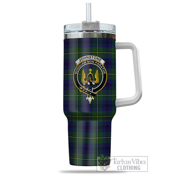 Johnstone Modern Tartan and Family Crest Tumbler with Handle