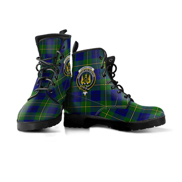 Johnstone-Johnston Modern Tartan Leather Boots with Family Crest