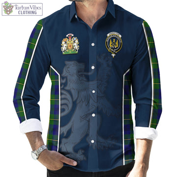 Johnstone-Johnston Modern Tartan Long Sleeve Button Up Shirt with Family Crest and Lion Rampant Vibes Sport Style