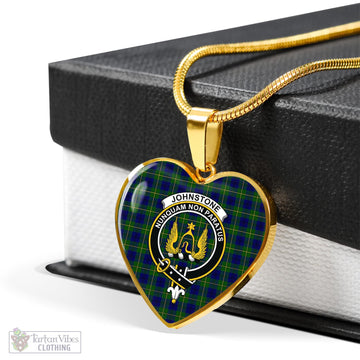 Johnstone Modern Tartan Heart Necklace with Family Crest