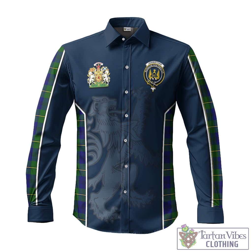 Tartan Vibes Clothing Johnstone-Johnston Modern Tartan Long Sleeve Button Up Shirt with Family Crest and Lion Rampant Vibes Sport Style