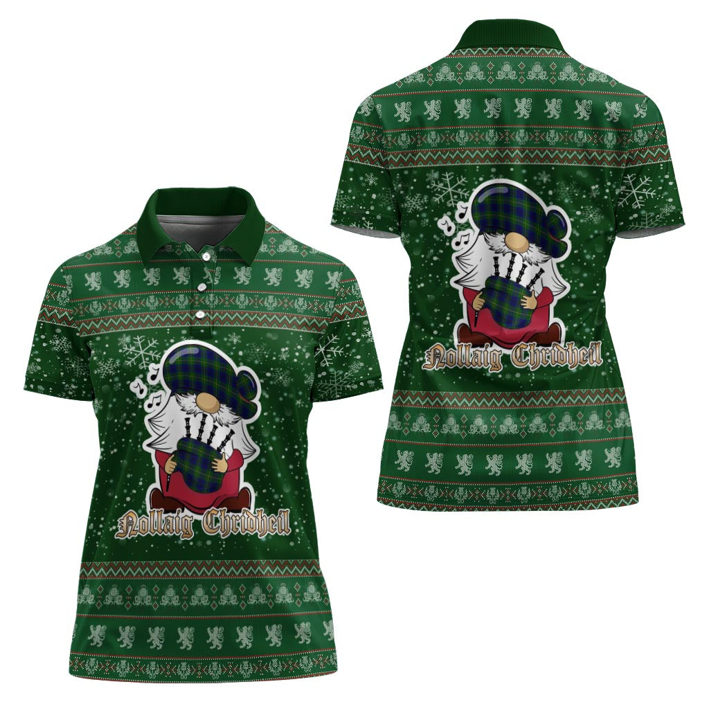 Johnstone-Johnston Modern Clan Christmas Family Polo Shirt with Funny Gnome Playing Bagpipes - Tartanvibesclothing
