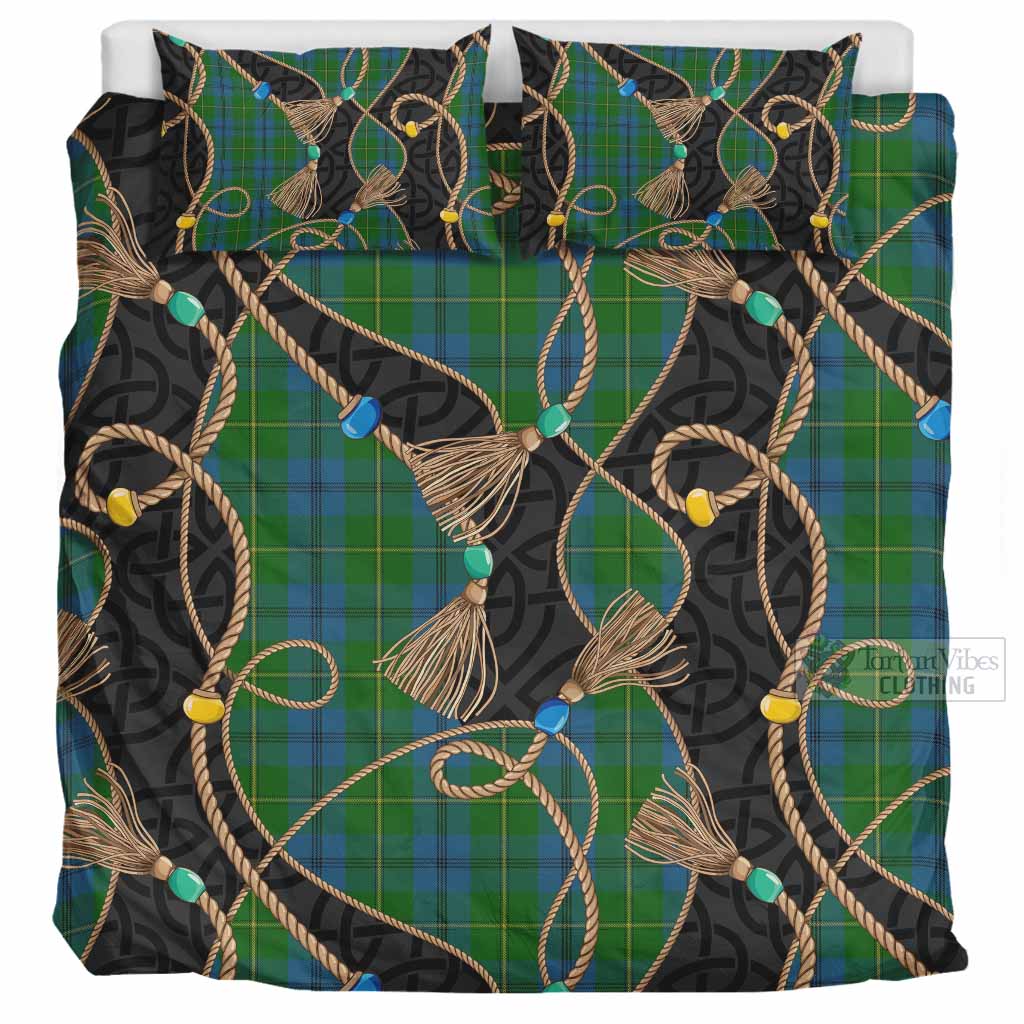 Johnstone (Johnston) Scottish Tartan Twisted Ropes Stylized Bedding Set UK Bedding Set UK Super King 104*94 inch - Tartan Vibes Clothing