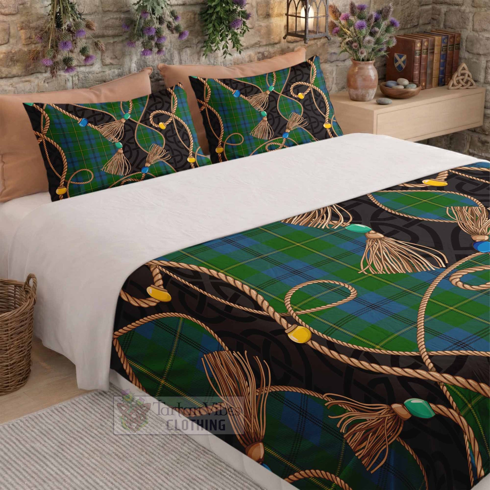 Johnstone (Johnston) Scottish Tartan Twisted Ropes Stylized Bedding Set - Tartan Vibes Clothing